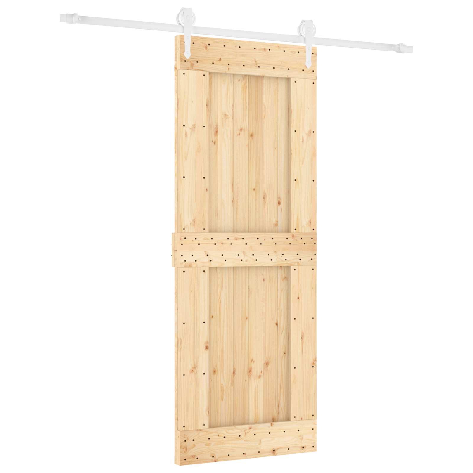Posuvné Dveře Přírodní A Bílá 80 X 210 Cm Masivní Borové Dřevo