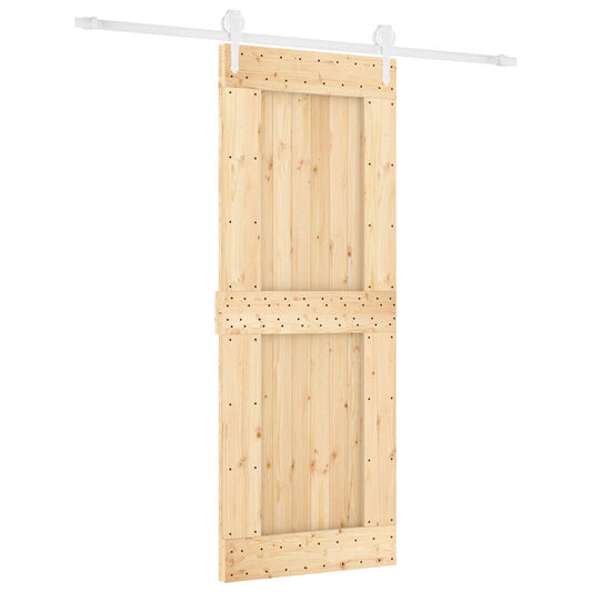 Posuvné Dveře Přírodní A Bílá 80 X 210 Cm Masivní Borové Dřevo