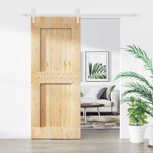 Posuvné Dveře Přírodní A Bílá 85 X 210 Cm Masivní Borové Dřevo