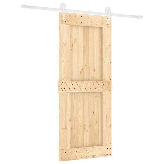 Posuvné Dveře Přírodní A Bílá 85 X 210 Cm Masivní Borové Dřevo