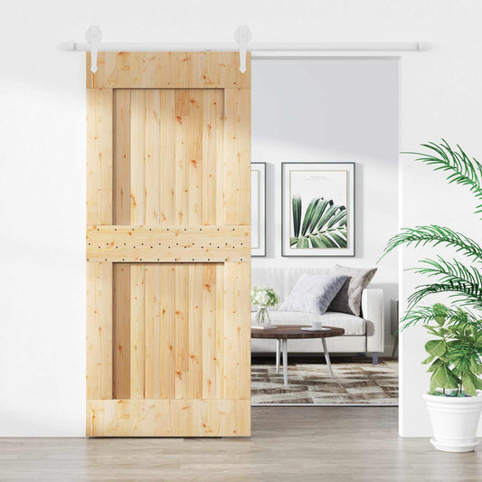 Posuvné Dveře Přírodní A Bílá 90 X 210 Cm Masivní Borové Dřevo