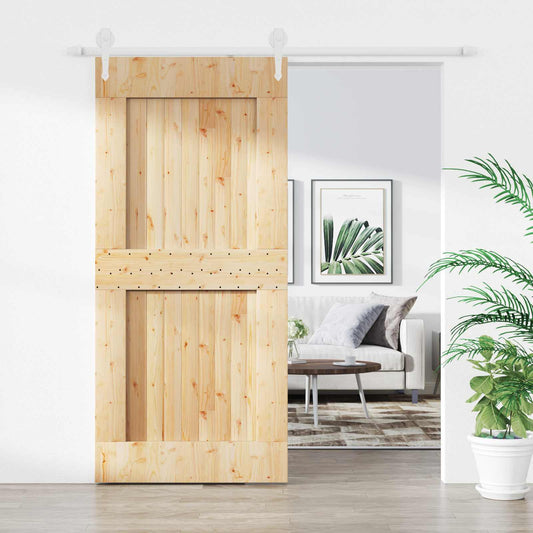 Posuvné Dveře Přírodní A Bílá 95 X 210 Cm Masivní Borové Dřevo
