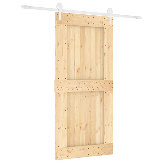 Posuvné Dveře Přírodní A Bílá 95 X 210 Cm Masivní Borové Dřevo