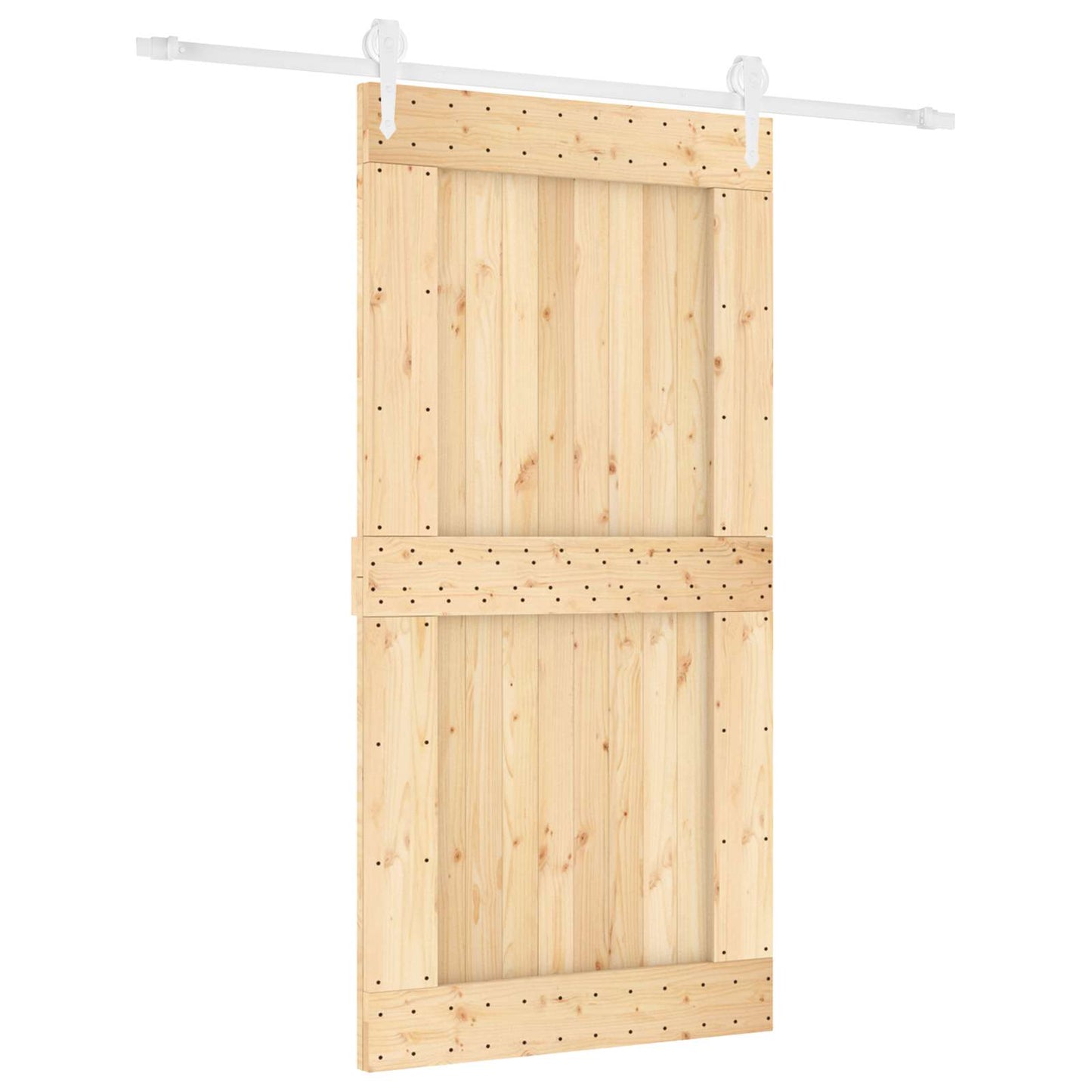 Posuvné Dveře Přírodní A Bílá 100 X 210 Cm Masivní Borové Dřevo