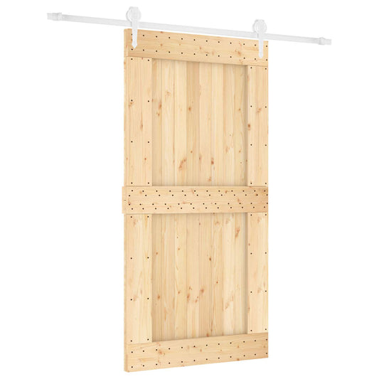 Posuvné Dveře Přírodní A Bílá 100 X 210 Cm Masivní Borové Dřevo