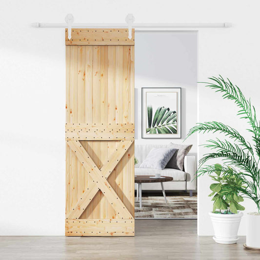 Posuvné Dveře Přírodní A Bílá 70 X 210 Cm Masivní Borové Dřevo