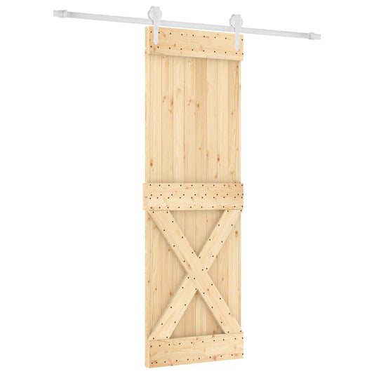 Posuvné Dveře Přírodní A Bílá 70 X 210 Cm Masivní Borové Dřevo
