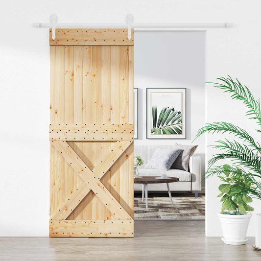 Posuvné Dveře Přírodní A Bílá 85 X 210 Cm Masivní Borové Dřevo