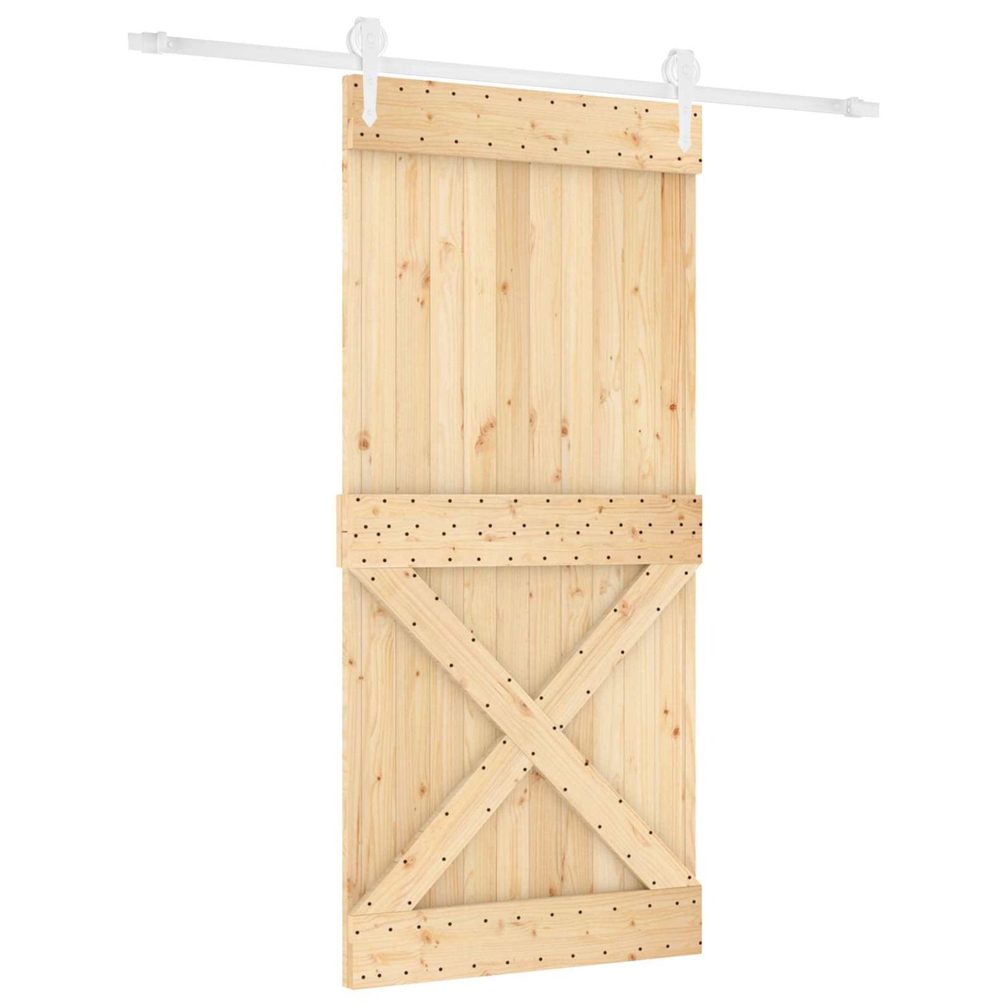Posuvné Dveře Přírodní A Bílá 95 X 210 Cm Masivní Borové Dřevo