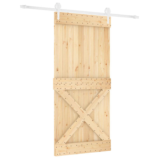 Posuvné Dveře Přírodní A Bílá 95 X 210 Cm Masivní Borové Dřevo