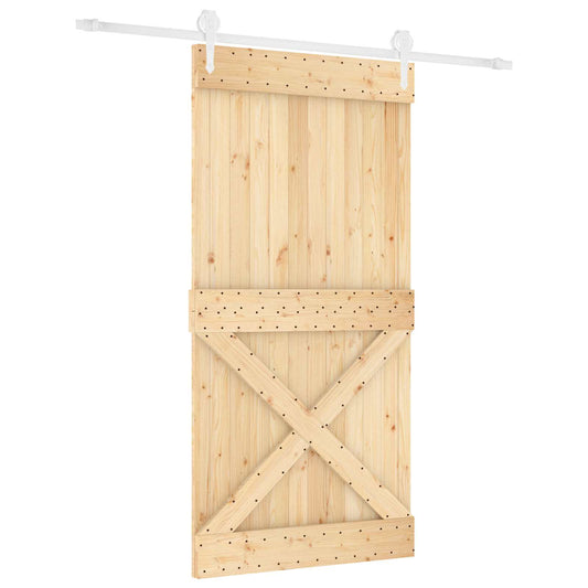 Posuvné Dveře Přírodní A Bílá 100 X 210 Cm Masivní Borové Dřevo