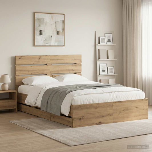 Bed Frame With Storage And Headboard Artisan Oak