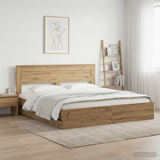 Bed Frame With Storage And Headboard Artisan Oak