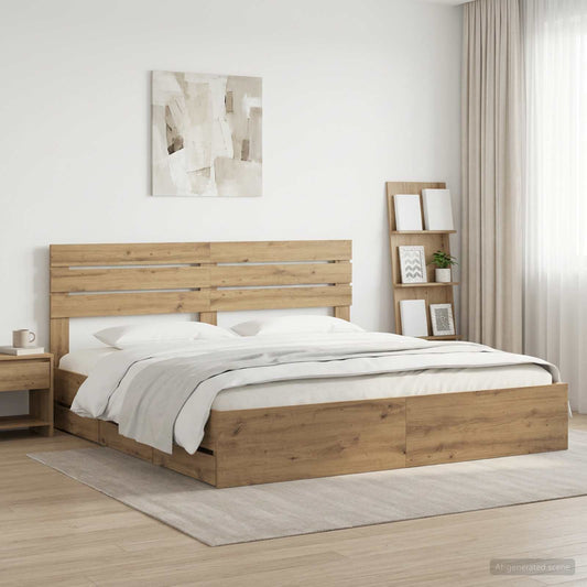 Bed Frame With Storage And Headboard Artisan Oak