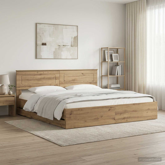 Bed Frame With Storage And Headboard Artisan Oak