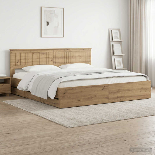 Bed Frame With Storage And Headboard Artisan Oak
