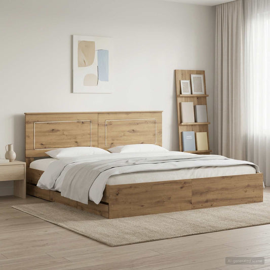 Bed Frame With Storage And Headboard Artisan Oak