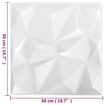 Nástěnné Panely 48 Pcs Diamantová Bílá 50 X 50 Cm Xps Pěna