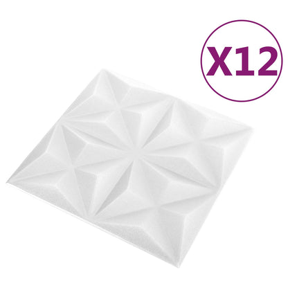Nástěnné Panely 12 Pcs Origami Bílá 50 X 50 Cm Xps Pěna