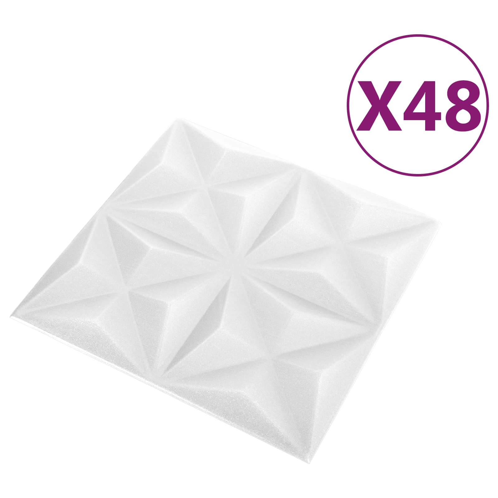 Nástěnné Panely 48 Pcs Origami Bílá 50 X 50 Cm Xps Pěna