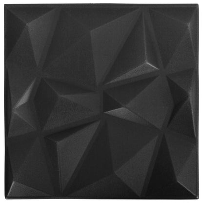 Nástěnné Panely 12 Pcs Diamantová Černá 50 X 50 Cm Xps Pěna