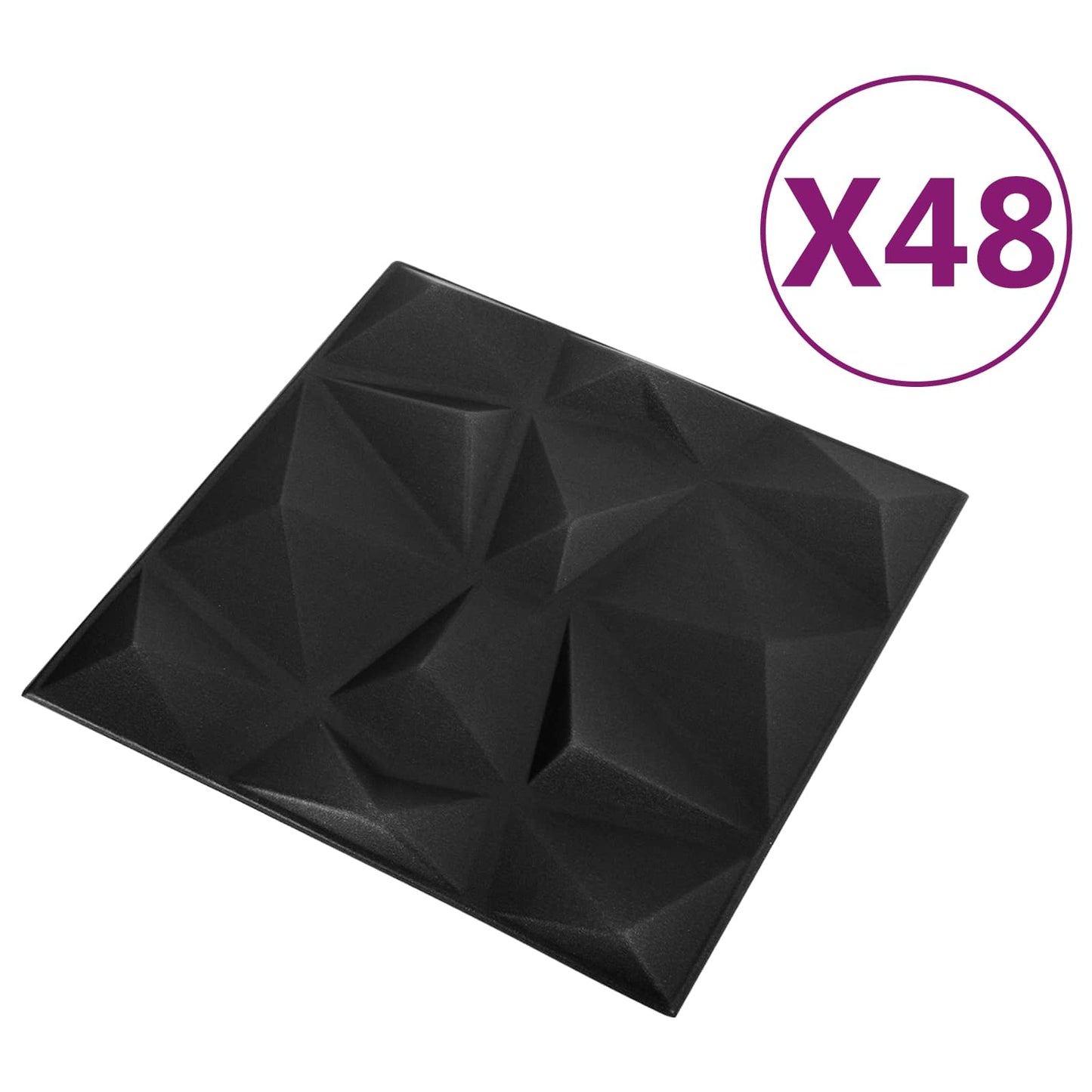 Nástěnné Panely 48 Pcs Diamantová Černá 50 X 50 Cm Xps Pěna