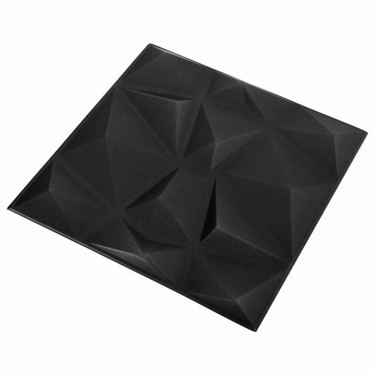 Nástěnné Panely 12 Pcs Origami Černá 50 X 50 Cm Xps Pěna