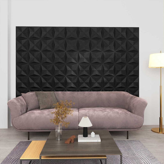 Nástěnné Panely 48 Pcs Origami Černá 50 X 50 Cm Xps Pěna