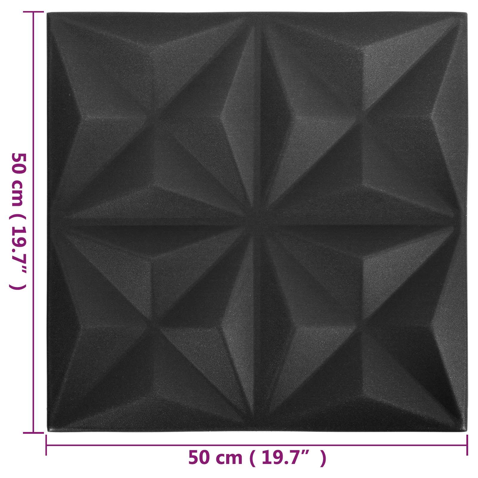 Nástěnné Panely 48 Pcs Origami Černá 50 X 50 Cm Xps Pěna