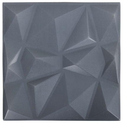 Nástěnné Panely 12 Pcs Diamantová Šedá 50 X 50 Cm Xps Pěna