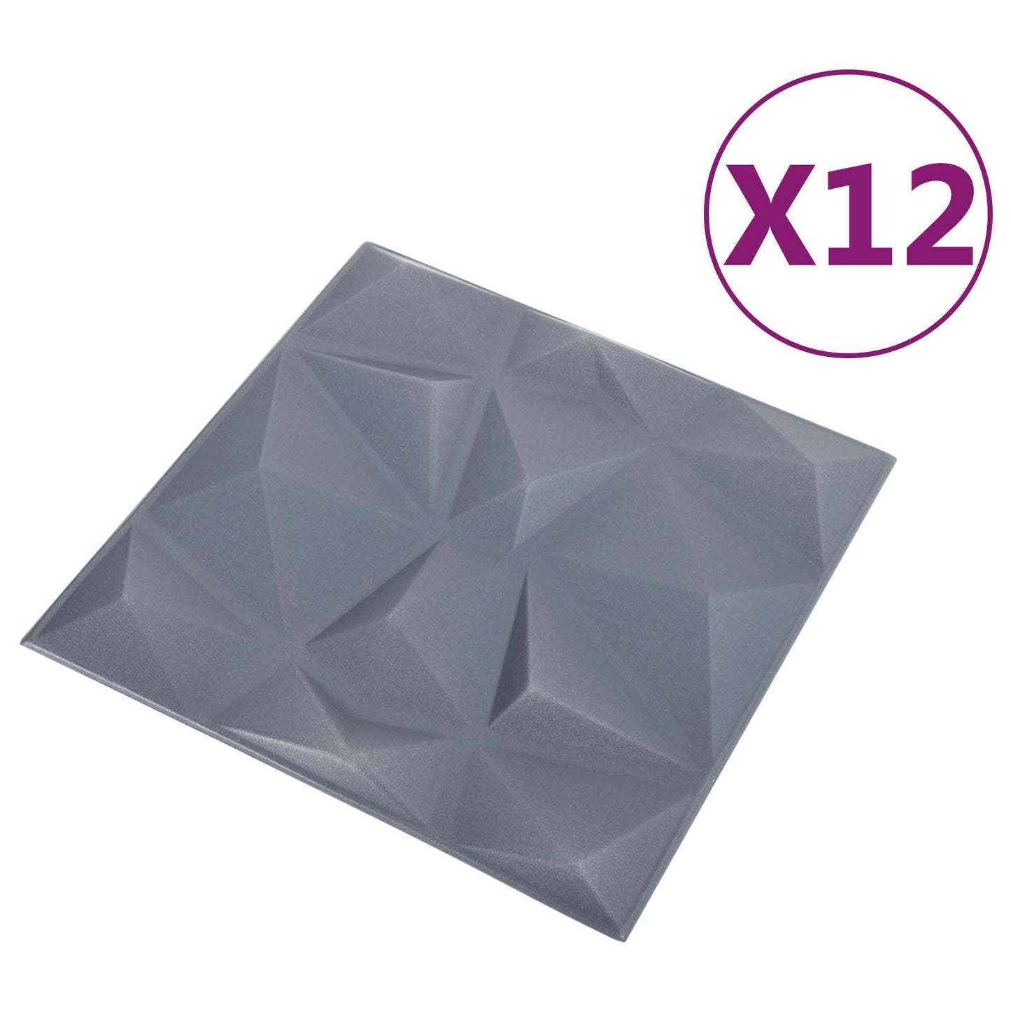 Nástěnné Panely 12 Pcs Diamantová Šedá 50 X 50 Cm Xps Pěna