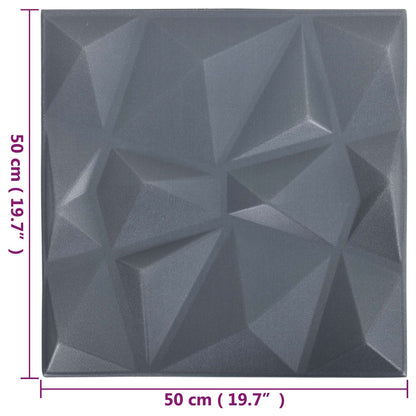 Nástěnné Panely 24 Pcs Diamantová Šedá 50 X 50 Cm Xps Pěna