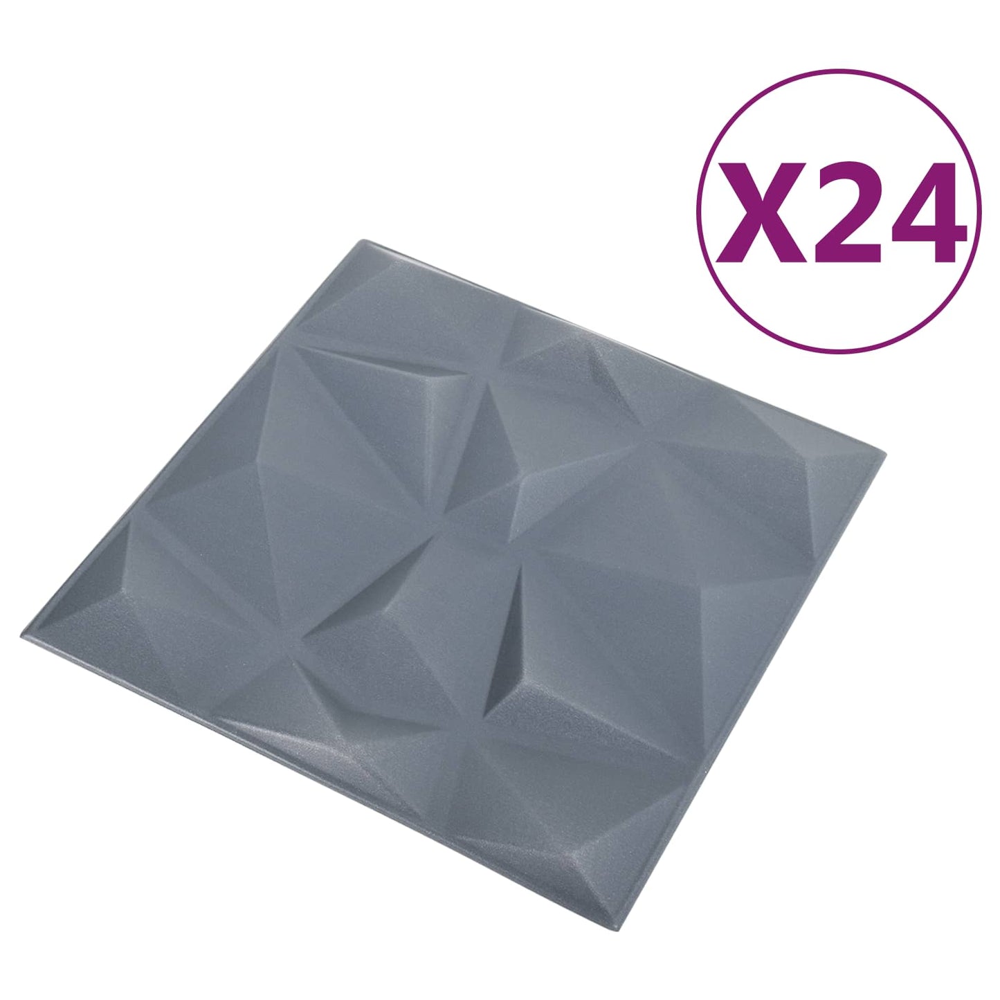 Nástěnné Panely 24 Pcs Diamantová Šedá 50 X 50 Cm Xps Pěna