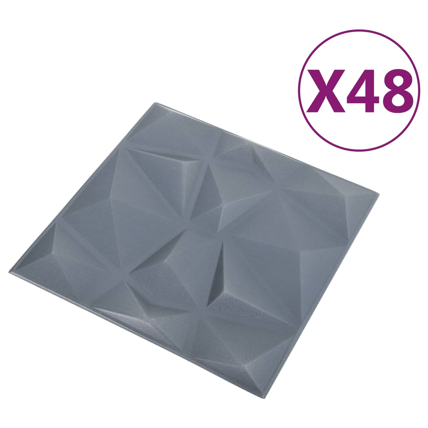 Nástěnné Panely 48 Pcs Diamantová Šedá 50 X 50 Cm Xps Pěna