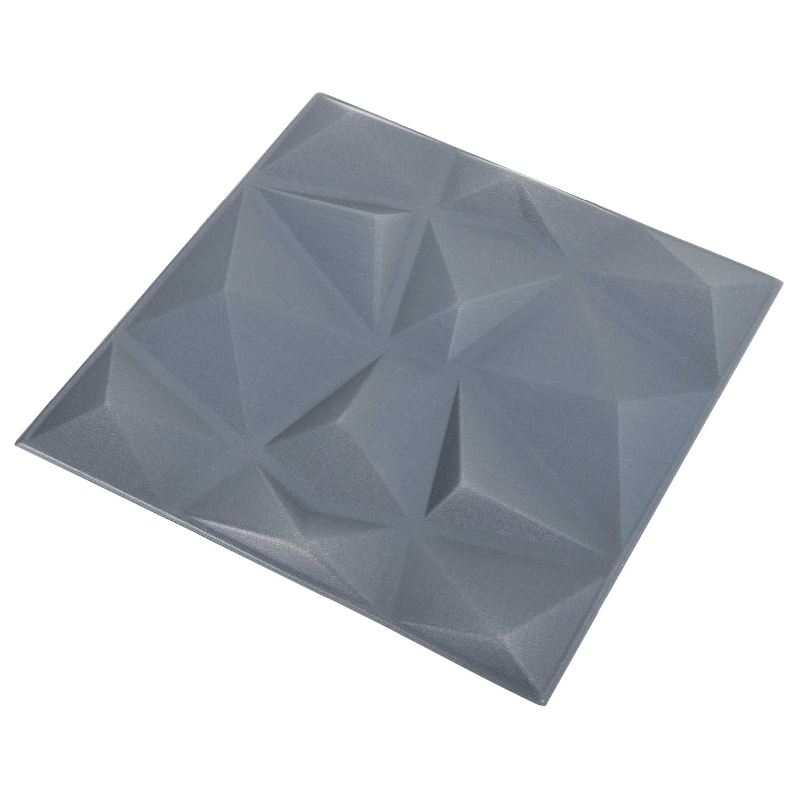 Nástěnné Panely 12 Pcs Origami Šedá 50 X 50 Cm Xps Pěna