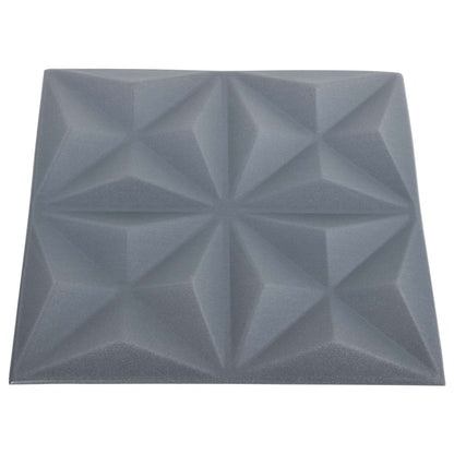 Nástěnné Panely 24 Pcs Origami Šedá 50 X 50 Cm Xps Pěna