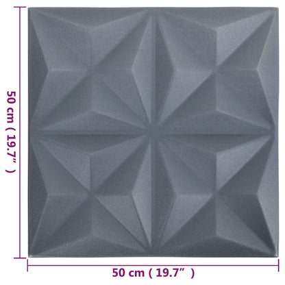 Nástěnné Panely 24 Pcs Origami Šedá 50 X 50 Cm Xps Pěna