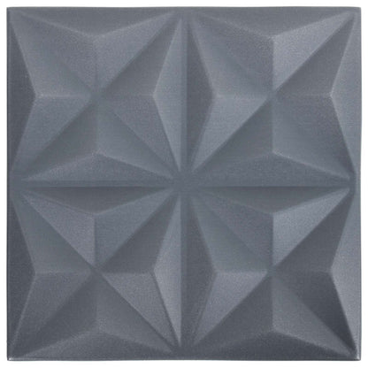 Nástěnné Panely 24 Pcs Origami Šedá 50 X 50 Cm Xps Pěna