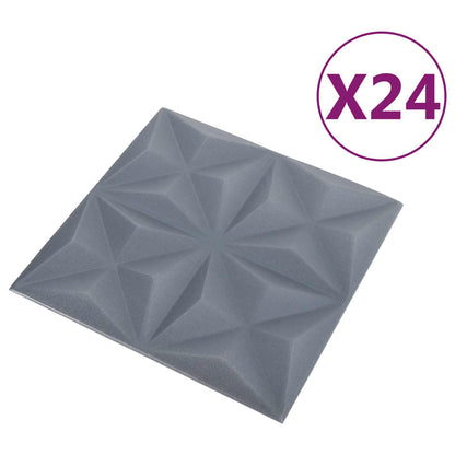 Nástěnné Panely 24 Pcs Origami Šedá 50 X 50 Cm Xps Pěna