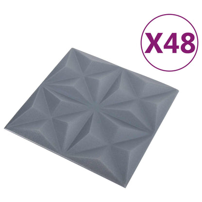 Nástěnné Panely 48 Pcs Origami Šedá 50 X 50 Cm Xps Pěna