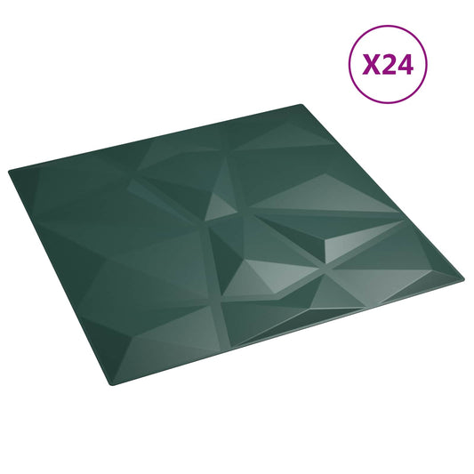 Nástěnné Panely 24 Pcs Zelená 50 X 50 Cm Xps Pěna