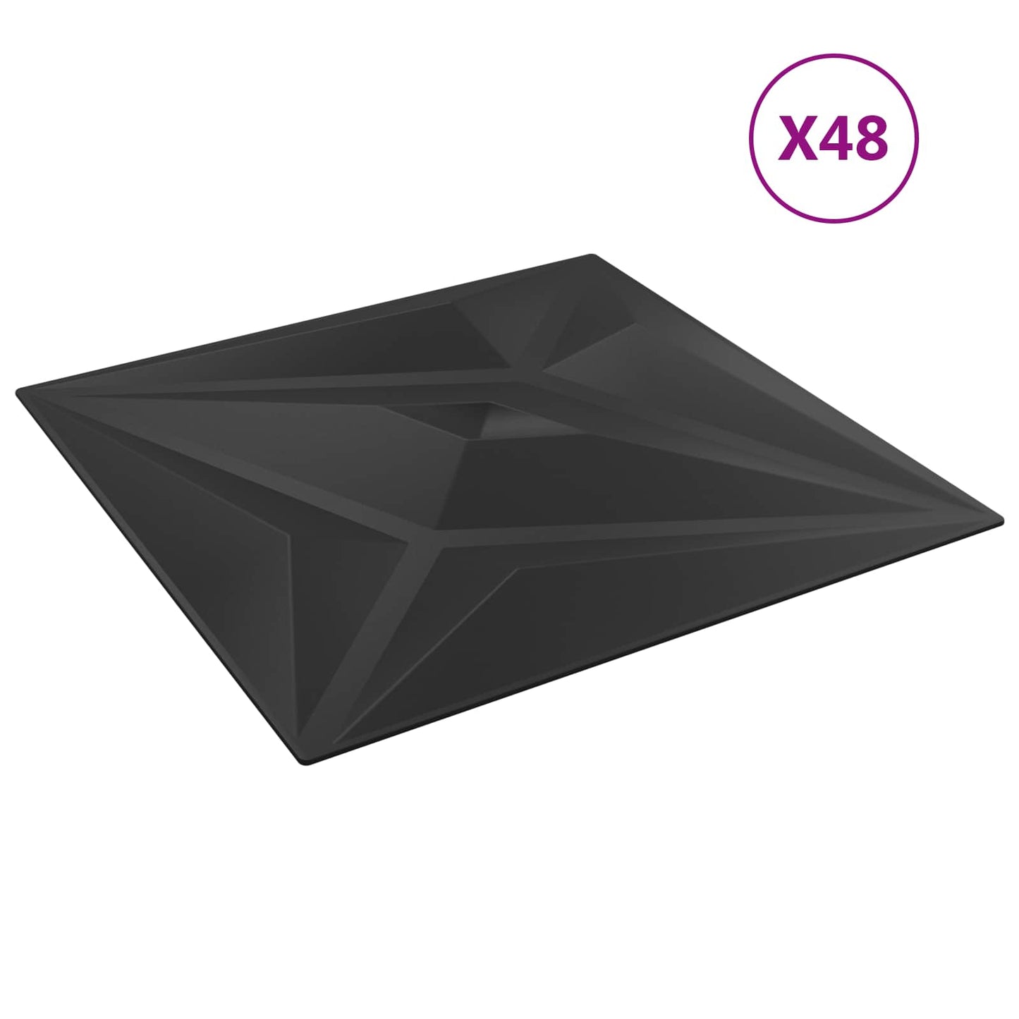 Nástěnné Panely Hvězda 48 Pcs Černá Hvězda 50 X 50 Cm Xps Pěna