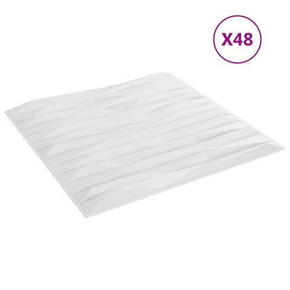 Nástěnné Panely 48 Pcs Bílý Kámen 50 X 50 Cm Xps Pěna