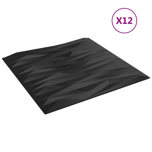 Nástěnné Panely 12 Pcs Černý Kámen 50 X 50 Cm Xps Pěna