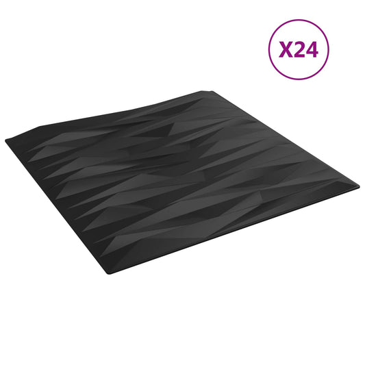 Nástěnné Panely 24 Pcs Černý Kámen 50 X 50 Cm Xps Pěna
