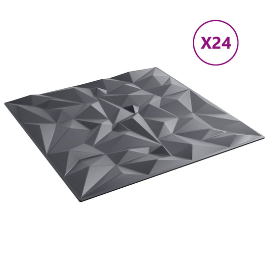 Nástěnné Panely 24 Pcs Ametystová Šedá 50 X 50 Cm Xps Pěna