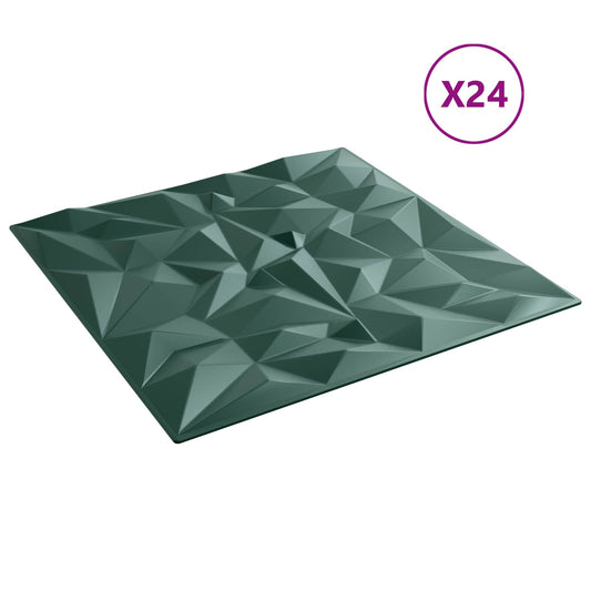 Nástěnné Panely 24 Pcs Ametystová Zelená 50 X 50 Cm Xps Pěna