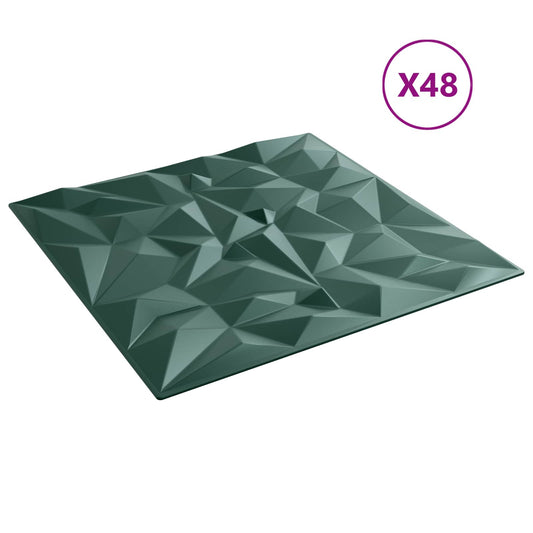 Nástěnné Panely 48 Pcs Ametystová Zelená 50 X 50 Cm Xps Pěna