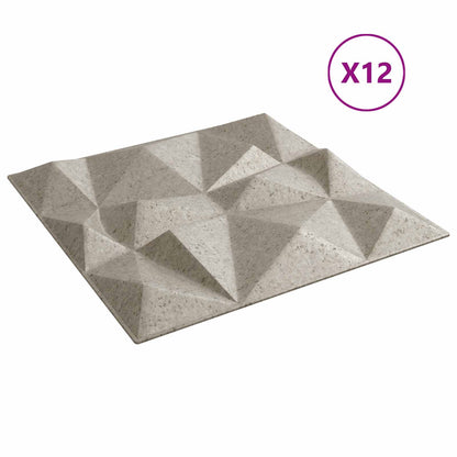 Nástěnné Panely 12 Pcs Diamantový Beton 50 X 50 Cm Xps Pěna