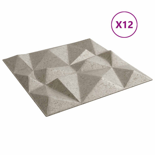 Nástěnné Panely 12 Pcs Diamantový Beton 50 X 50 Cm Xps Pěna